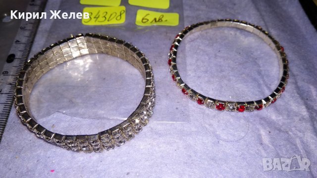 ДВЕ ВИНТИДЖ - АРТ ХЕНД МЕЙД РАЗТЕГЛИВИ ГРИВНИ с ИСКРЯЩИ ФАСЕТИРАНИ КРИСТАЛИ 34308, снимка 4 - Гривни - 38950021