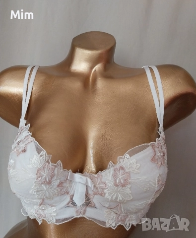 MIRIALE 80 C Дантелен сутиен с бродерия цвят екрю, снимка 4 - Бельо - 51611627