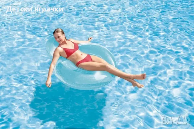 Надуваемо кресло Pillow-Back Intex, 137 х 122 см, PVC, с облегалка, син/розов, снимка 5 - Надуваеми играчки - 49928015