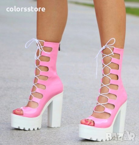 Летни боти на ток - розов лак - 101