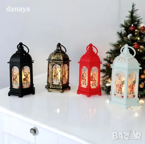 5450 Коледен фенер с Led свещичка в центъра си, 14 cm, снимка 4 - Декорация за дома - 47990772