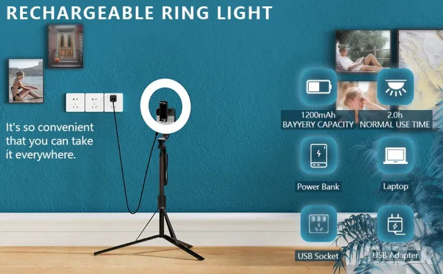 Промо! 160см Селфи стик с трипод и акумулаторна LED ринг светлина, снимка 9 - Селфи стикове, аксесоари - 48076809