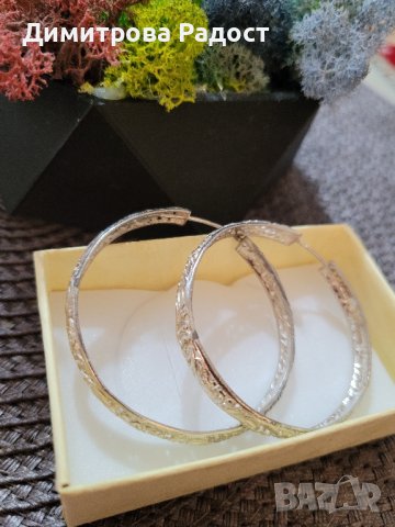 Дамски сребърни обеци тип халки филигран! Състояние ново! , снимка 5 - Обеци - 43055966