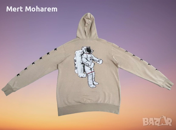 Суитшър H&M NASA с качулка, като ново, размер M, бежов, снимка 3 - Суичъри - 52259608