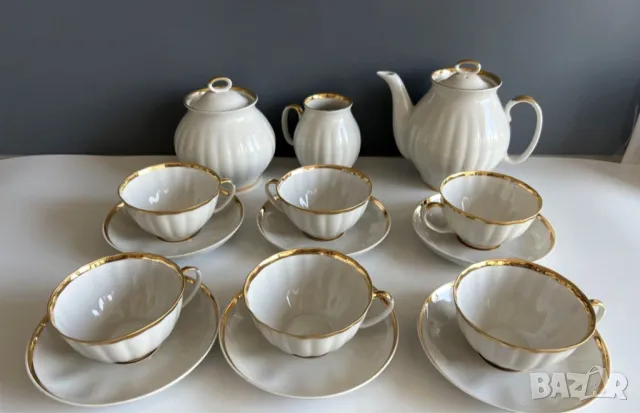 Сервиз за чай Дулево-Бял лебед,от времето на СССР , снимка 3 - Сервизи - 41787642