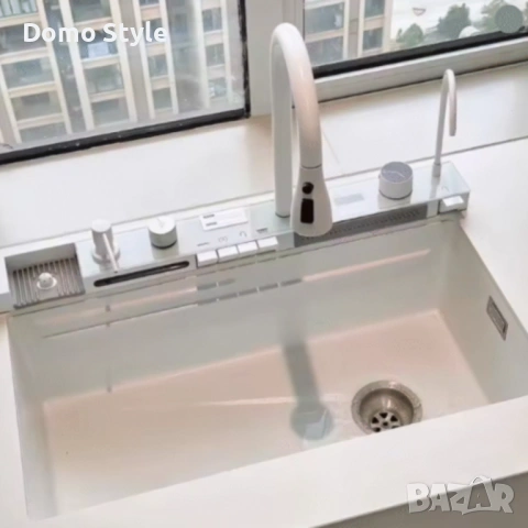 Умна кухненска мивка с изтеглящ се кран – LED дисплей, водопад, филтрирана вода и пълен комплект за , снимка 2 - Мивки - 53286306