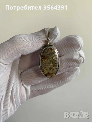 Сребърни обеци с ахат , снимка 6 - Обеци - 52748289