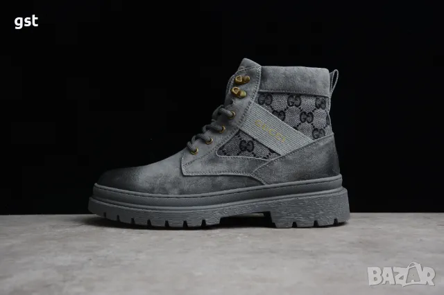 Редки Gucci High Top Shoes Calfskin Handmade Leather мъжки дамски обувки боти , снимка 1