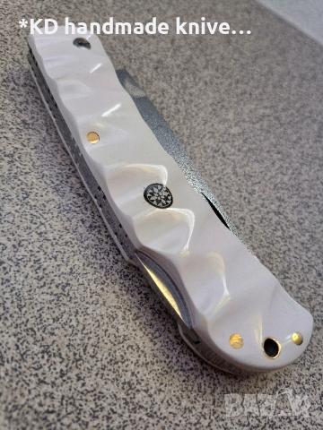 Сгъваем нож ръчно изработен от N690co стомана, снимка 4 - Ножове - 44880186