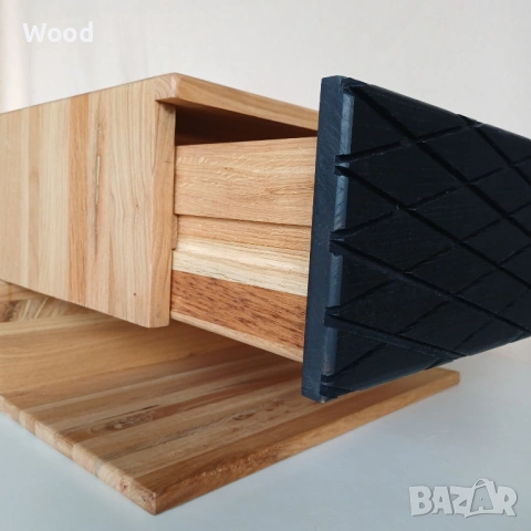 Нощно шкафче, плаващо, дъб, дизайн, масивно дърво., снимка 5 - Шкафове - 53029769