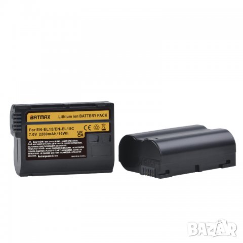 Батерия за NIKON EN-EL15, 2280mAh ENEL15, EN EL15 D750 D800 D810 D850 D7500 D7100, EN-EL15C D7200, снимка 3 - Батерии, зарядни - 36812928