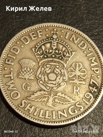 Монета 2 шилинга (флорин) 1947г. Великобритания Крал Джордж шести за КОЛЕКЦИЯ 53148, снимка 2 - Нумизматика и бонистика - 53122842