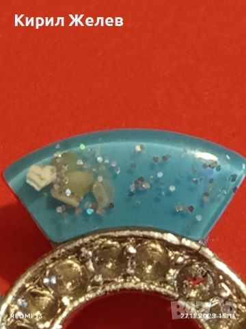 Колие МОРАНО с тюркоазени детайли и сребрист метален елемент с кристали 52175, снимка 3 - Колиета, медальони, синджири - 52562517