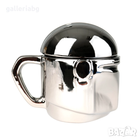 3D керамична чаша шлем киборг Mandalorian – сувенир с капак 200 мл, снимка 2 - Чаши - 51682214