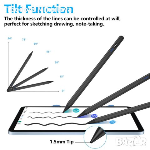 Писалка за iPad с магнитно отхвърляне на дланта,с 4 накрайника,Стилус, снимка 5 - Друга електроника - 40454515