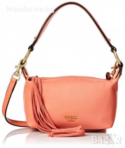 ПРОМО 🍊 GUESS 🍊 Малка кожена дамска чанта в розово златисто 20x14x9 см нова с етикети, снимка 2 - Чанти - 26374952