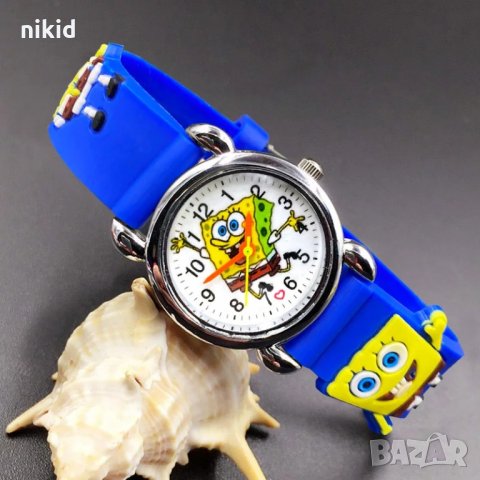спондж боб Спонджбоб Sponge Bob силиконова верижка детски часовник, снимка 2 - Детски - 35499367