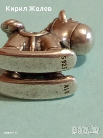 Сребърен талисман Люлеещо се конче Бруно еднорога на Pandora 50802, снимка 6 - Колиета, медальони, синджири - 52889776