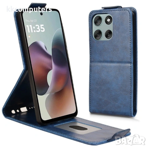 Вертикален Кожен Калъф за Motorola Moto G56 5G - Флип, Магнитен, Стойка, Слот за Карта, Вкл. Протект, снимка 2 - Резервни части за телефони - 53507979