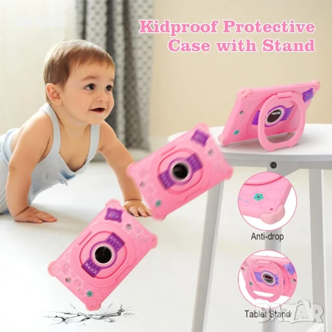 Детски таблет с WIFI, двойна камера, сензорен екран, удароустойчив калъф, родителски контрол, 3-7 г, снимка 6 - Таблети - 50765483