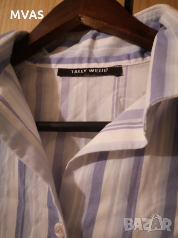 Нова риза - 55% Tally Weijl вталена XS  XXS синьо бяла, снимка 4 - Ризи - 32335854