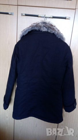 Черно зимно палто S/M, снимка 2 - Палта, манта - 32781260