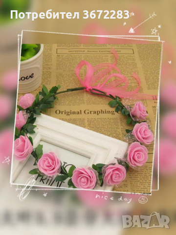 Романтична обиколка: Венче за коса от чаровни рози - различни цветове, снимка 3 - Аксесоари за коса - 44879958