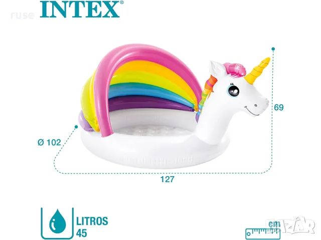 НОВИ! Детски басейн Еднорог Intex 127x102x69см, снимка 6 - Надуваеми играчки - 49073873
