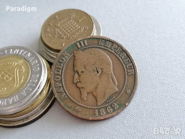 Mонета - Франция - 10 сентима (Наполеон III) | 1862г., снимка 2 - Нумизматика и бонистика - 37751080