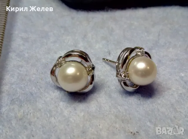 ПРЕКРАСНИ АЖУРНИ ПЕРЛЕНИ СРЕБЪРНИ ОБЕЦИ РОДИРАНО СРЕБРО 925 с НАТУРАЛНИ БЕЛИ ПЕРЛИ 49300, снимка 2 - Обеци - 49682457