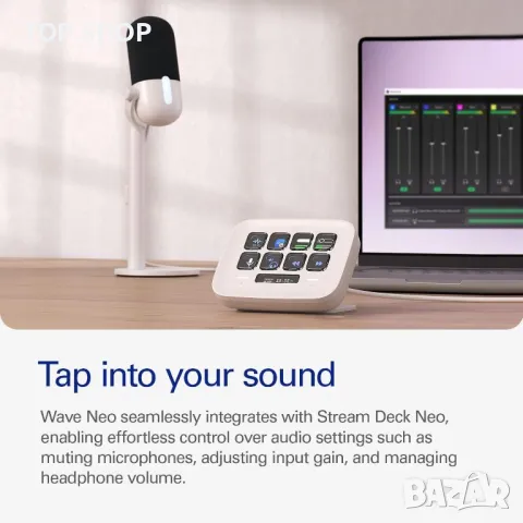 Elgato Wave Neo – USB кондензаторен микрофон, за игри, стрийминг,срещи, снимка 2 - Микрофони - 49629287