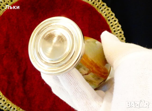 Посребрена ваза,амфора,оникс 15 см.,дракони. , снимка 5 - Вази - 37783547