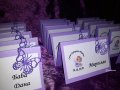 Тейбъл картички с мече за кръщене, тейбълки с цветен печат и имената на гостите , снимка 5