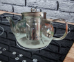 Прозрачен стъклен чайник с инфузер за кафе и чай