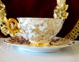 Чаша с чиния,баварски костен порцелан,злато,барок. , снимка 2
