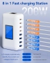 Ново Rsydmny 200W зарядно устройство - 8-портово USB C захранване, USB зарядна станция с LCD екран.., снимка 2