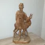 Стара красива дървена фигура ръчна изработка-елен и ловец, снимка 6