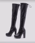 Черни дамски ботуши над коляното – елегантен модел с висок ток, снимка 2