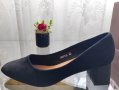 Нови черни дамски обувки с нисък ток от набук, снимка 6