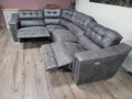 Кафяв ъглов диван от плат La-z-boy с електрически релаксиращ механизъм, снимка 10