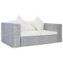 Комплект дивани с възглавници, 2 части, сив, естествен ратан, снимка 1 - Дивани и мека мебел - 43248983