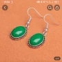 Елегантни Зелени Овални висящи обеци и медальон с висулка, снимка 3