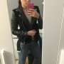 Кожено яке рокерия с еко косъм като пухен елек FB Sister XS, снимка 8