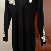 Черна рокля с дантела, снимка 1 - Рокли - 43296320