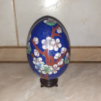 Голямо яйце със стойка - клоазоне - cloisonne, снимка 1 - Антикварни и старинни предмети - 43367813