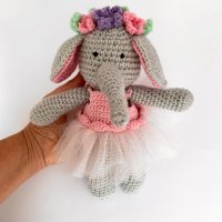 Слонче балерина, детска играчка ръчна изработка, плетени играчки, подарък за момиче, снимка 1 - Други - 43170874