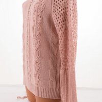 Розов лек пуловер с ажурени елементи марка Fobya , снимка 4 - Блузи с дълъг ръкав и пуловери - 32933269