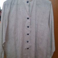 Дамска риза бяла на сини фигурки, снимка 1 - Ризи - 37374297