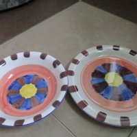 Ръчно рисувани керамични чинии, снимка 2 - Сервизи - 39389422