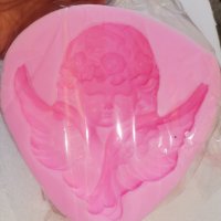 3D супер голям ангел глава лице момиче с венец и крила силиконов молд форма калъп гипс декор сапун, снимка 2 - Форми - 40132968